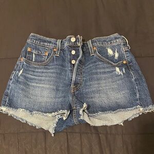 Levi's Blue Distressed Jean Shorts